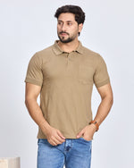 Khaki Solid Polo T-Shirt