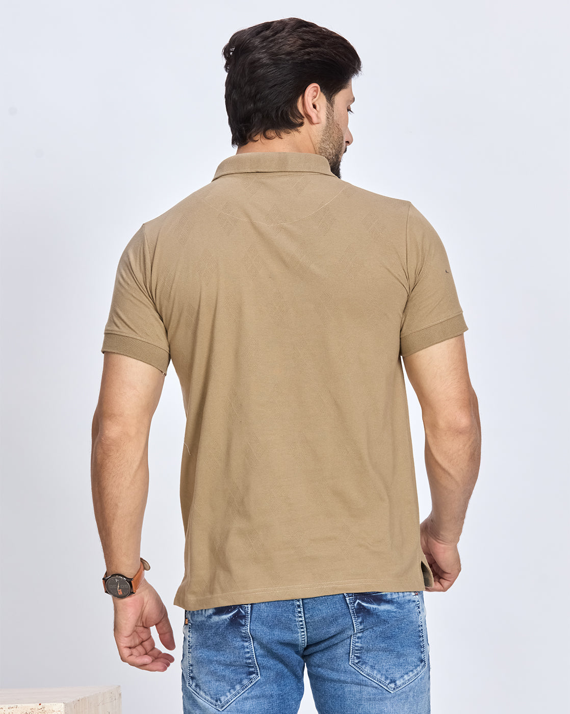 Khaki Solid Polo T-Shirt