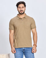 Khaki Solid Polo T-Shirt