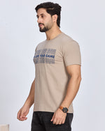 Beige Round Neck Cotton T-Shirt