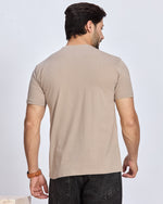 Beige Round Neck Cotton T-Shirt