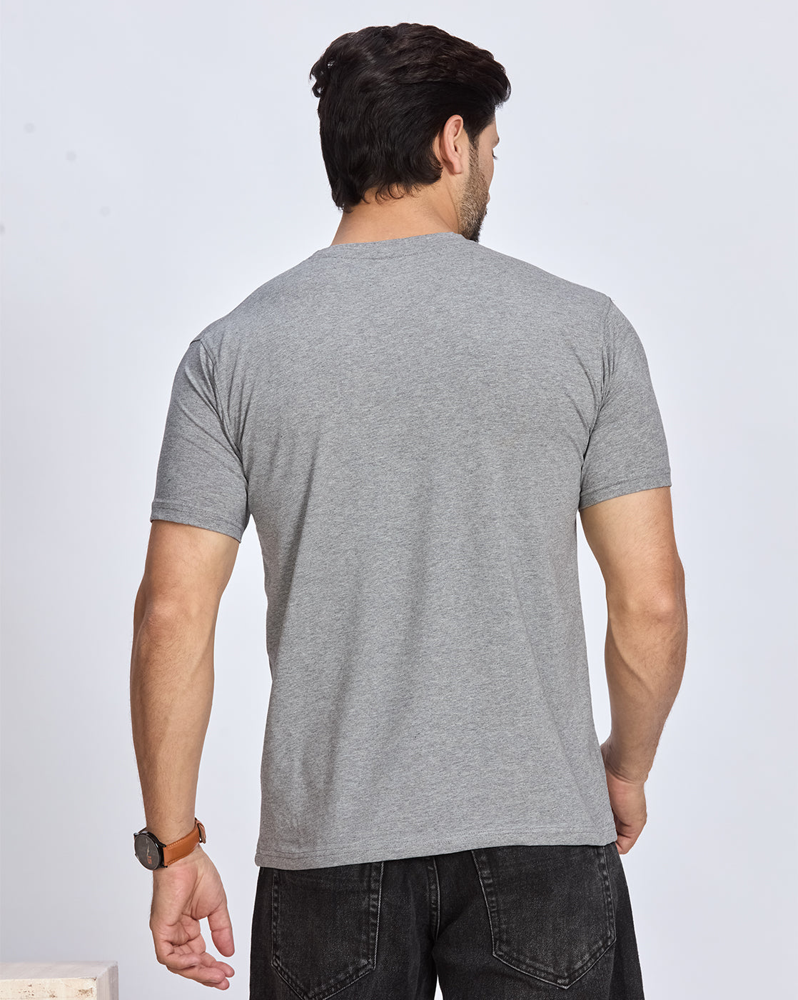 Grey Graphic Printed Round Neck T-Shirt