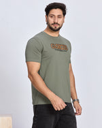Olive Round Neck Cotton T-Shirt