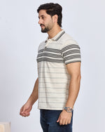 Striped Polo Neck T-Shirt