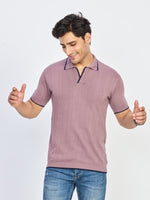 Dusty Mauve Textured Polo T-Shirt