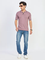 Dusty Mauve Textured Polo T-Shirt