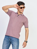 Dusty Mauve Textured Polo T-Shirt