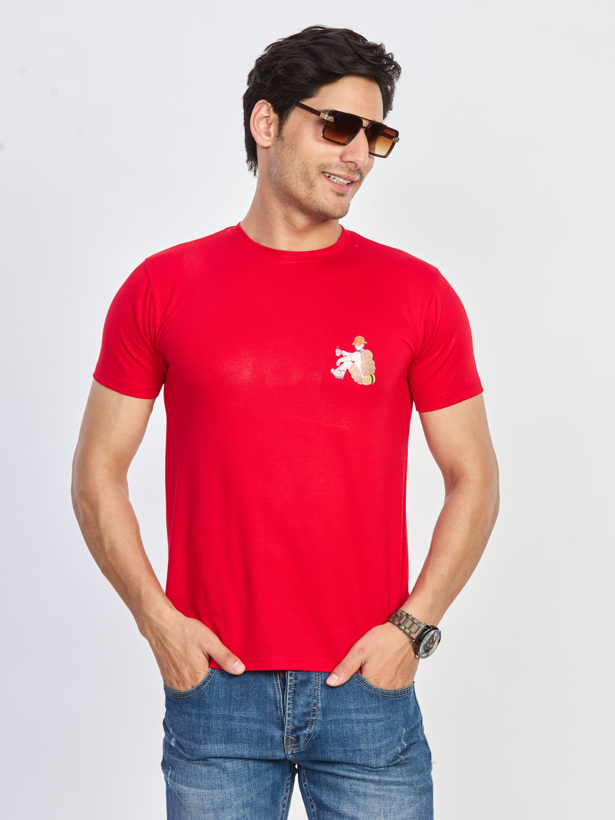 Red Premium Cotton Round Neck T-Shirt