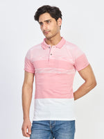 Blush Pink & Off-White Patterned Polo T-Shirt
