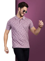 Lavender Printed Polo Neck T-Shirt