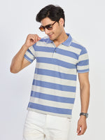 Blue & White Stripe Pocket Polo T-Shirt
