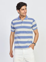 Blue & White Stripe Pocket Polo T-Shirt