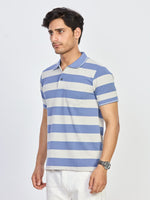 Blue & White Stripe Pocket Polo T-Shirt