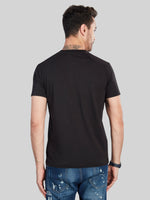Black Printed Round Neck T-Shirt