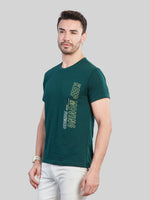 Green Printed Round Neck T-Shirt