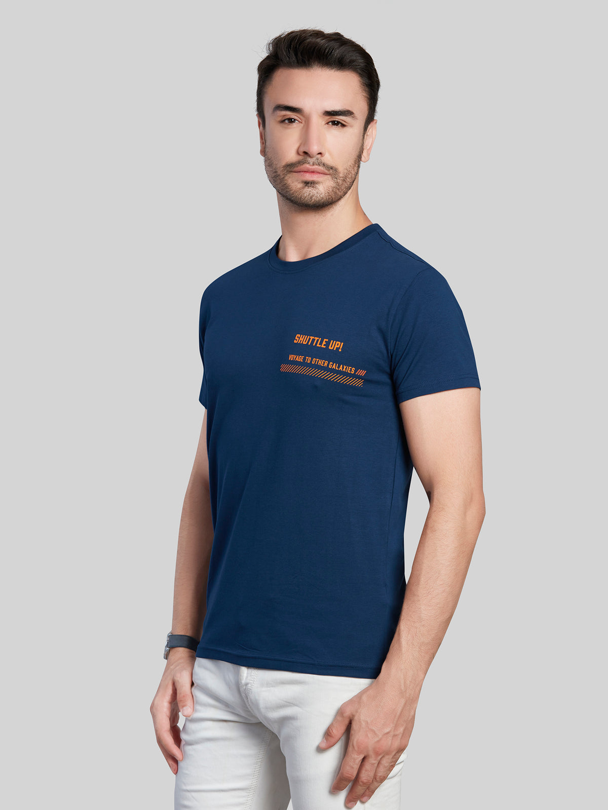 Indigo Printed Round Neck T-Shirt