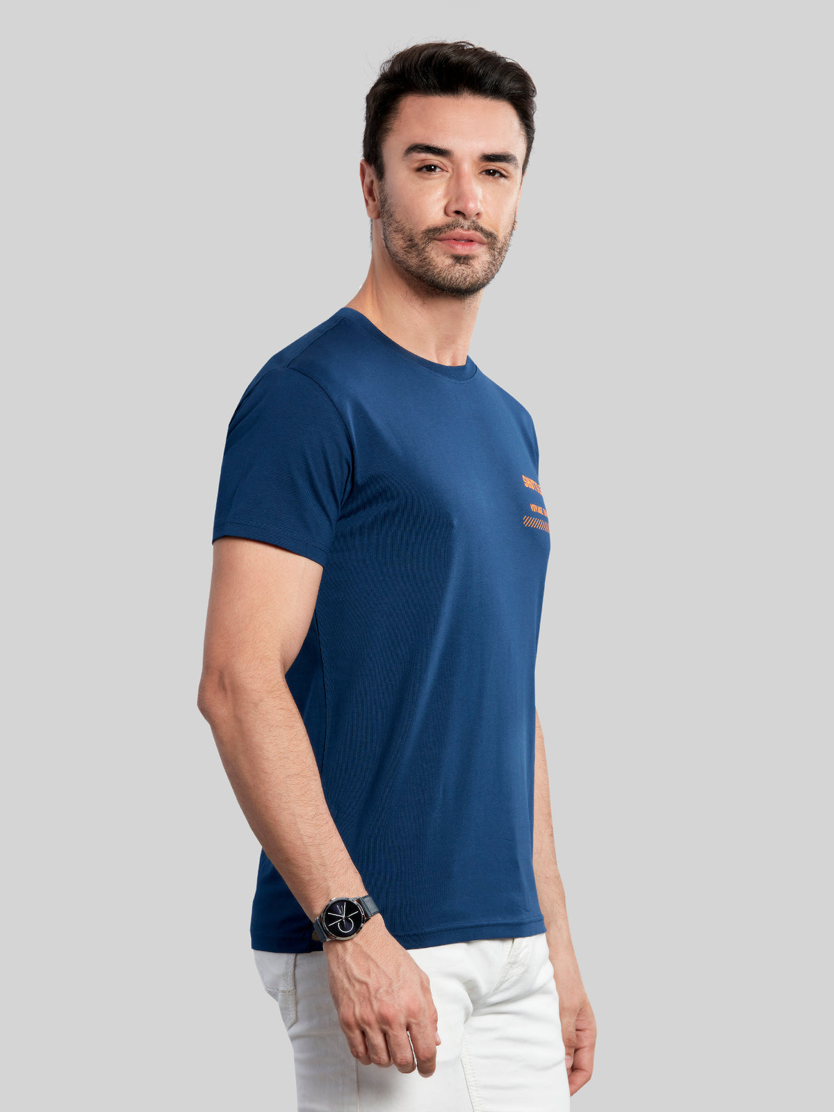 Indigo Printed Round Neck T-Shirt
