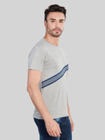 Light Grey Printed Round Neck T-Shirt