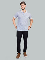 White Printed Polo Neck T-Shirt