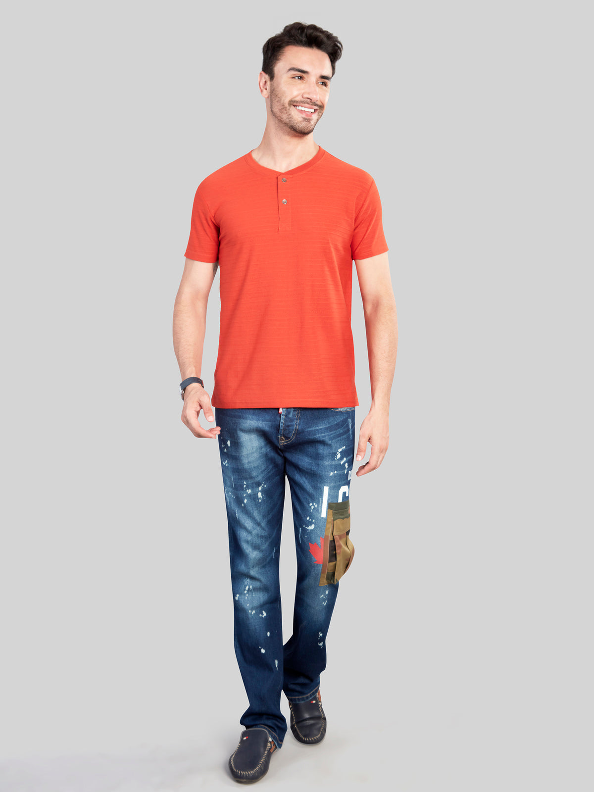 Rust Henly Neck T-Shirt
