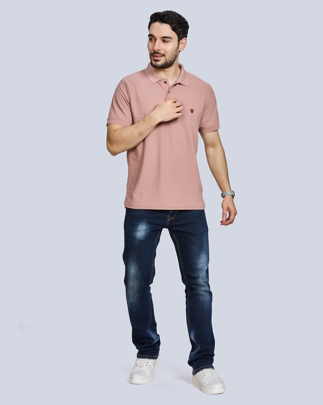 Onion Pink Plain Polo Neck T-Shirt