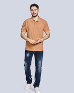 Tan Plain Polo Neck T-Shirt