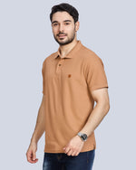 Tan Plain Polo Neck T-Shirt