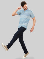 Off White Striped Polo Neck T-Shirt