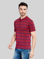 Red Striped Polo Neck T-Shirt