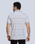 White Striped Polo Neck T-Shirt