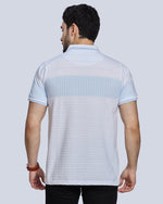 White with blue striped Polo Neck T-Shirt