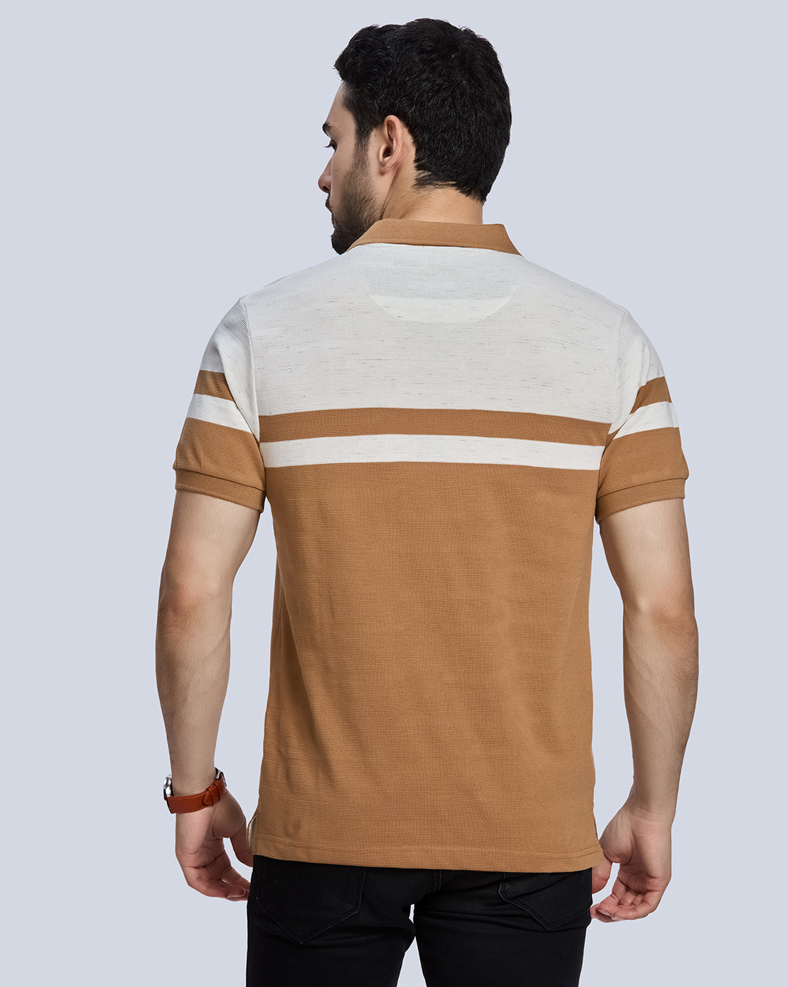 OffWhite Striped Polo Neck T-Shirt