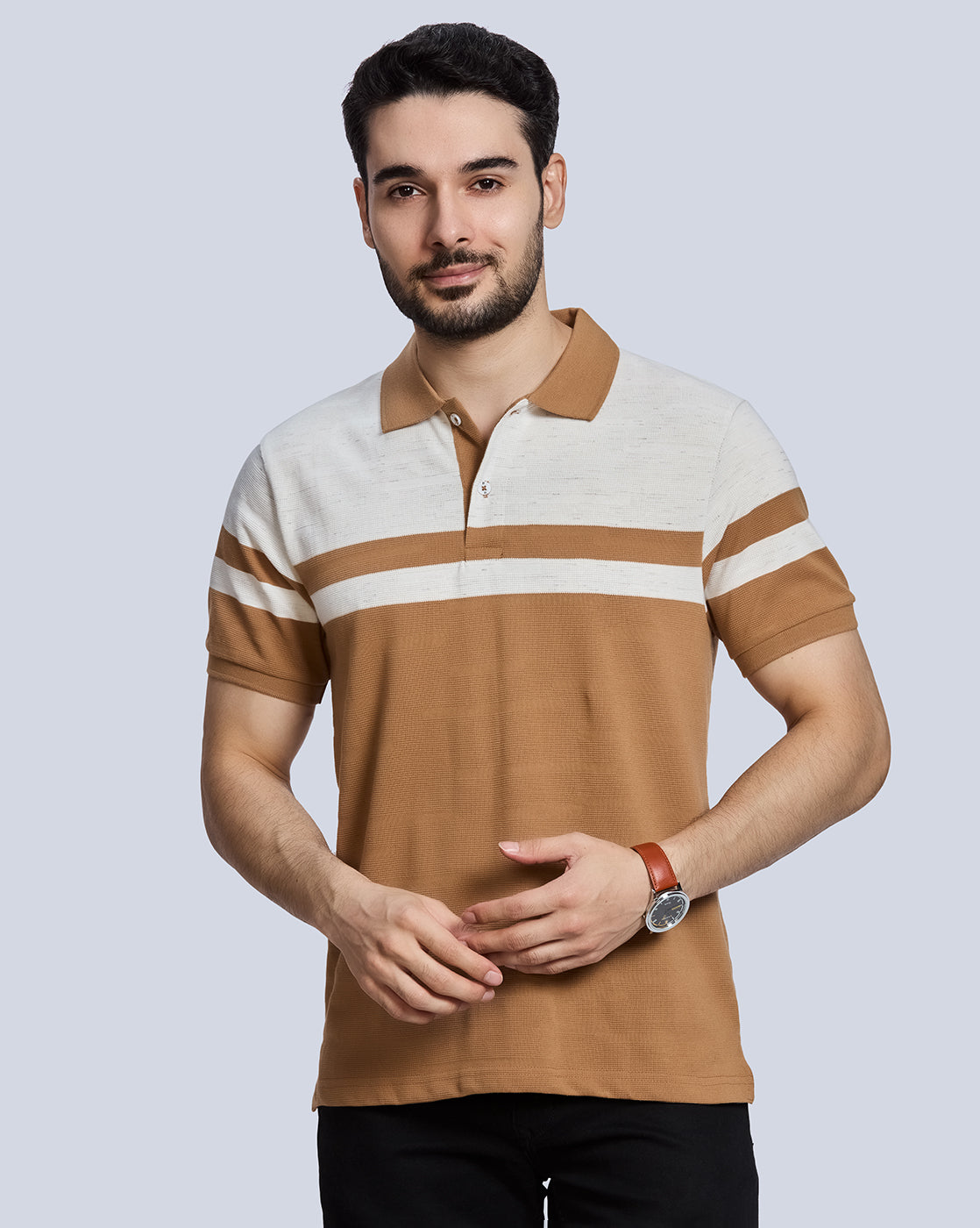 OffWhite Striped Polo Neck T-Shirt