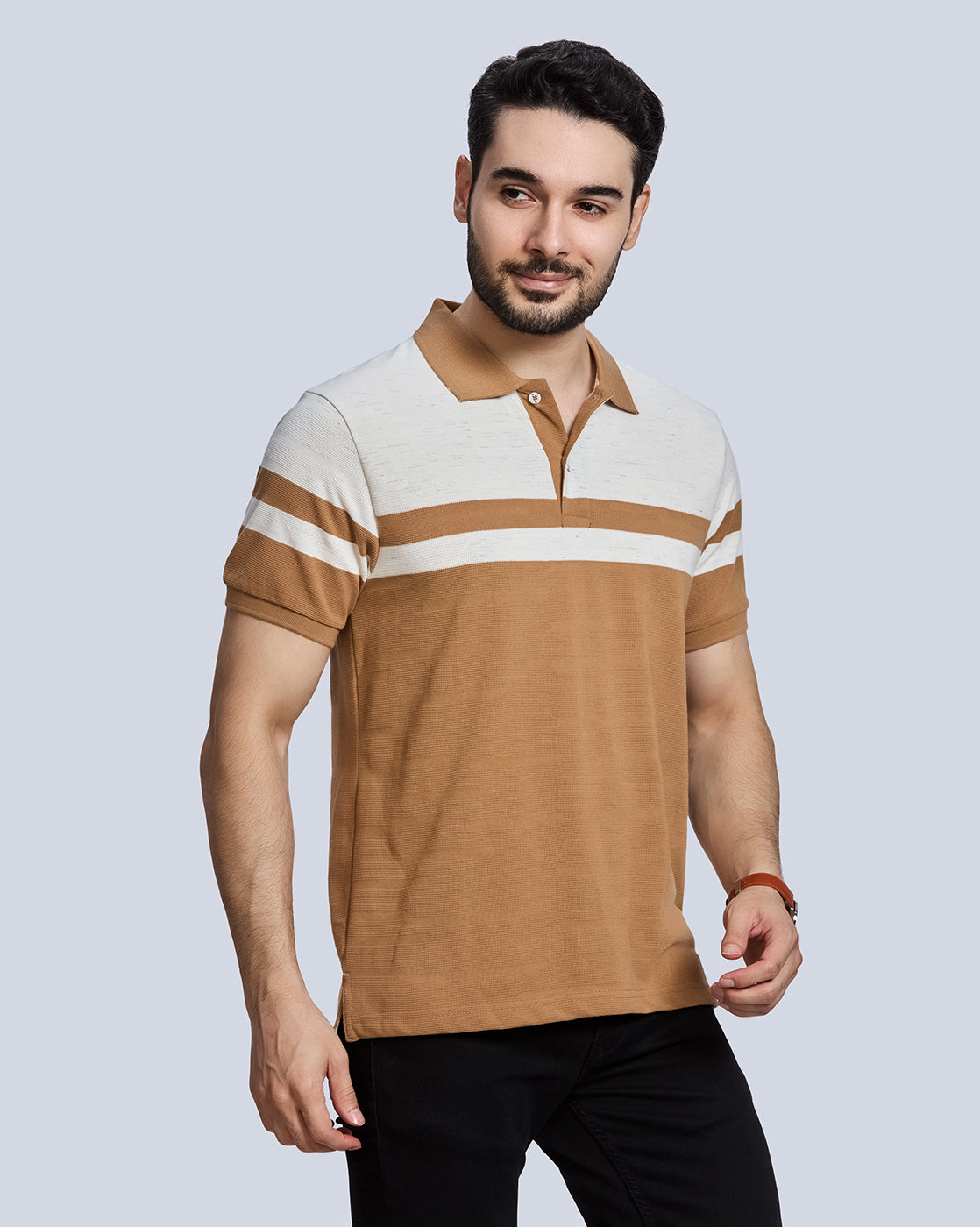 OffWhite Striped Polo Neck T-Shirt