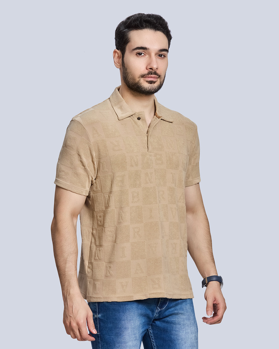 Checked Polo Neck T-Shirt