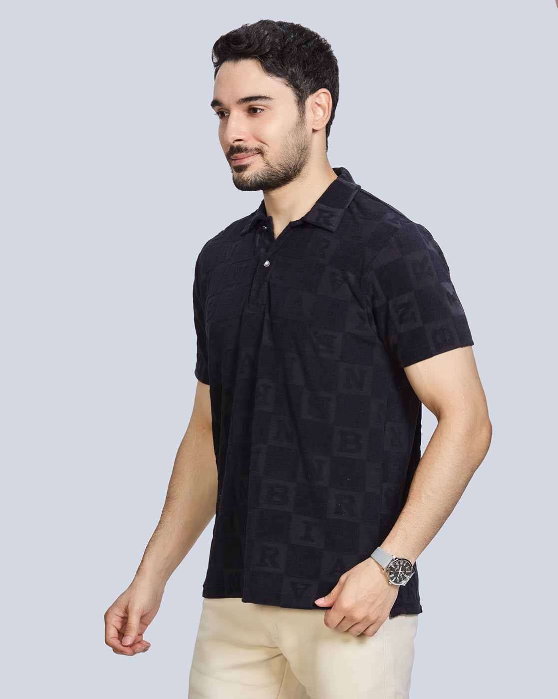 Checked Polo Neck T-Shirt