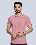 Red Striped Polo Neck T-Shirt