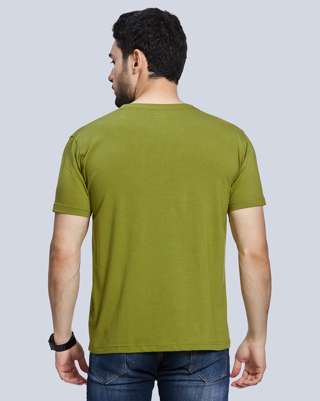 Green Graphic Print Round Neck Cotton T-Shirt