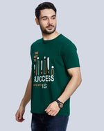 Beach Green Graphic Print Round Neck Cotton T-Shirt