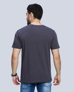 Grey Graphic Print Round Neck Cotton T-Shirt