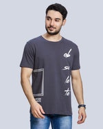 Grey Graphic Print Round Neck Cotton T-Shirt