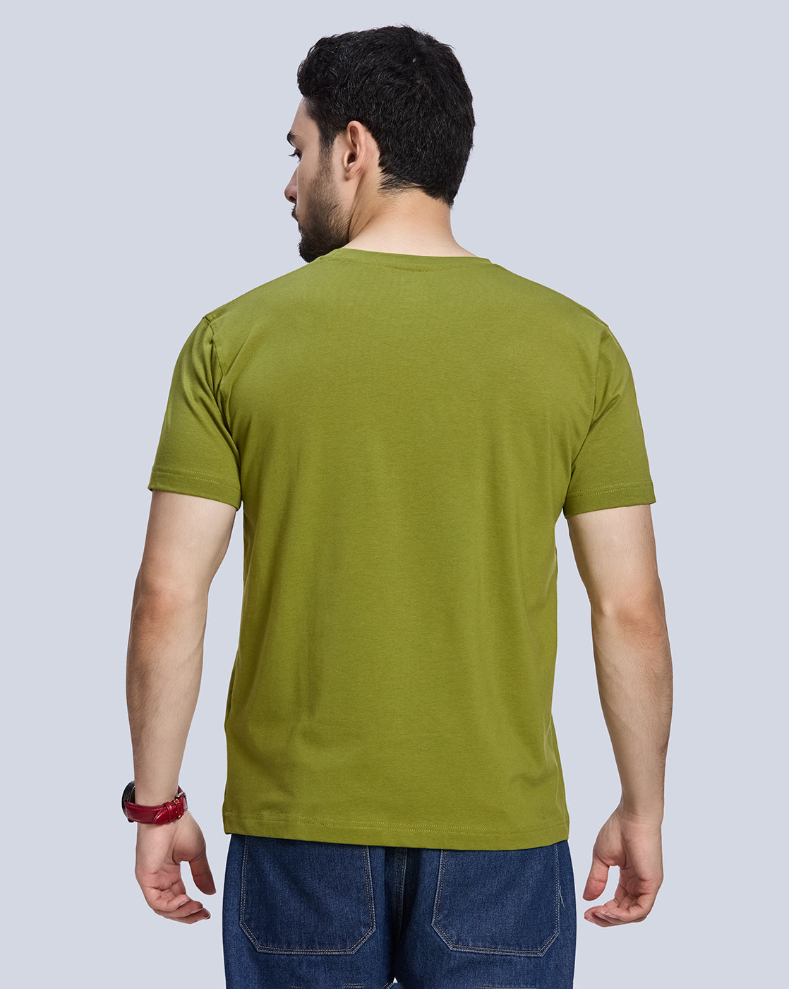 Green Printed Round Neck Cotton T-Shirt