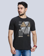 Charcoal Milg Graphic Print Round Neck Cotton T-Shirt