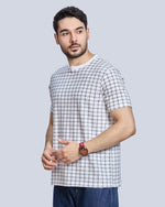 White All Over Printed Round Neck T-Shirt