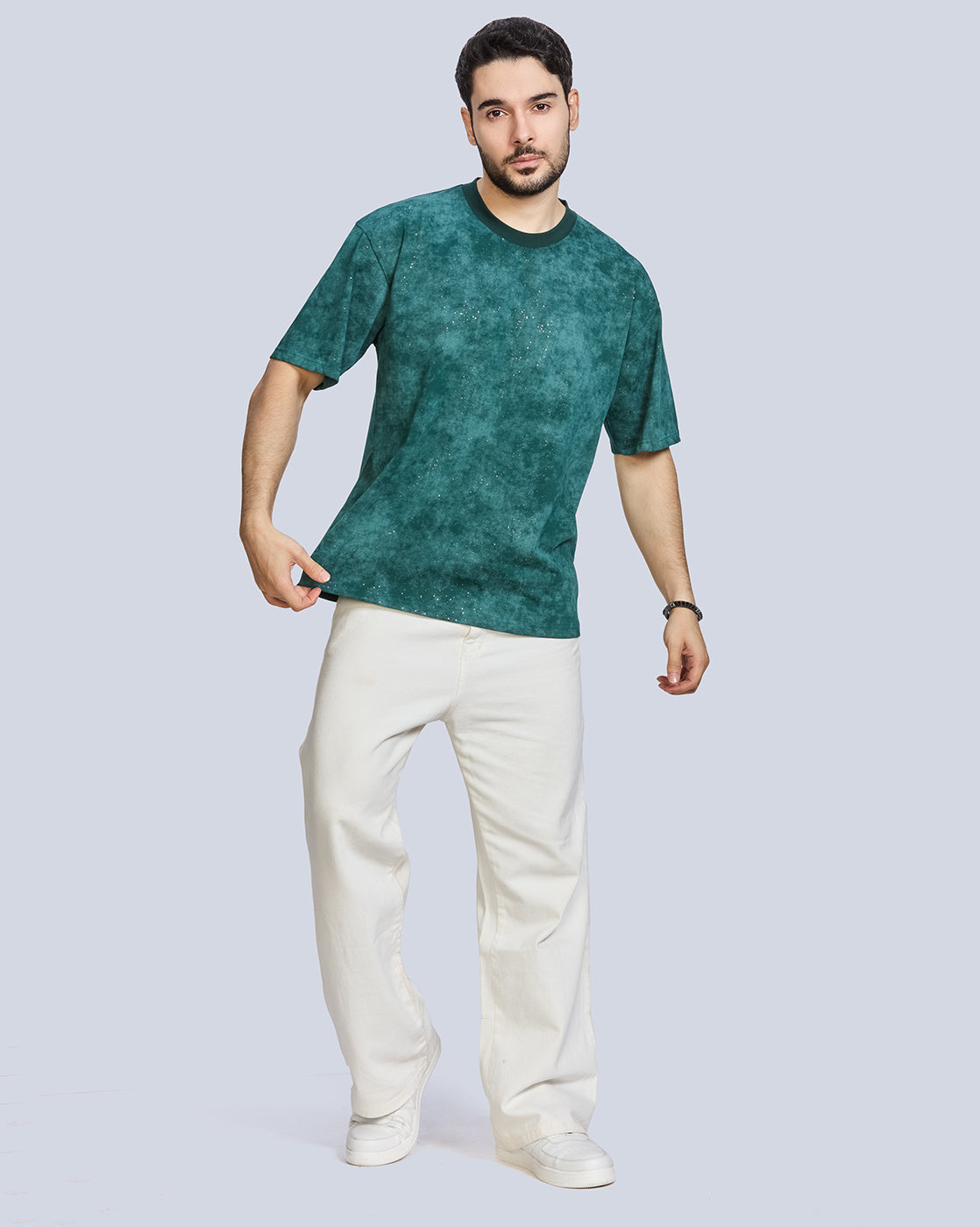 Round Neck Drop Shoulder Polyester T-Shirt