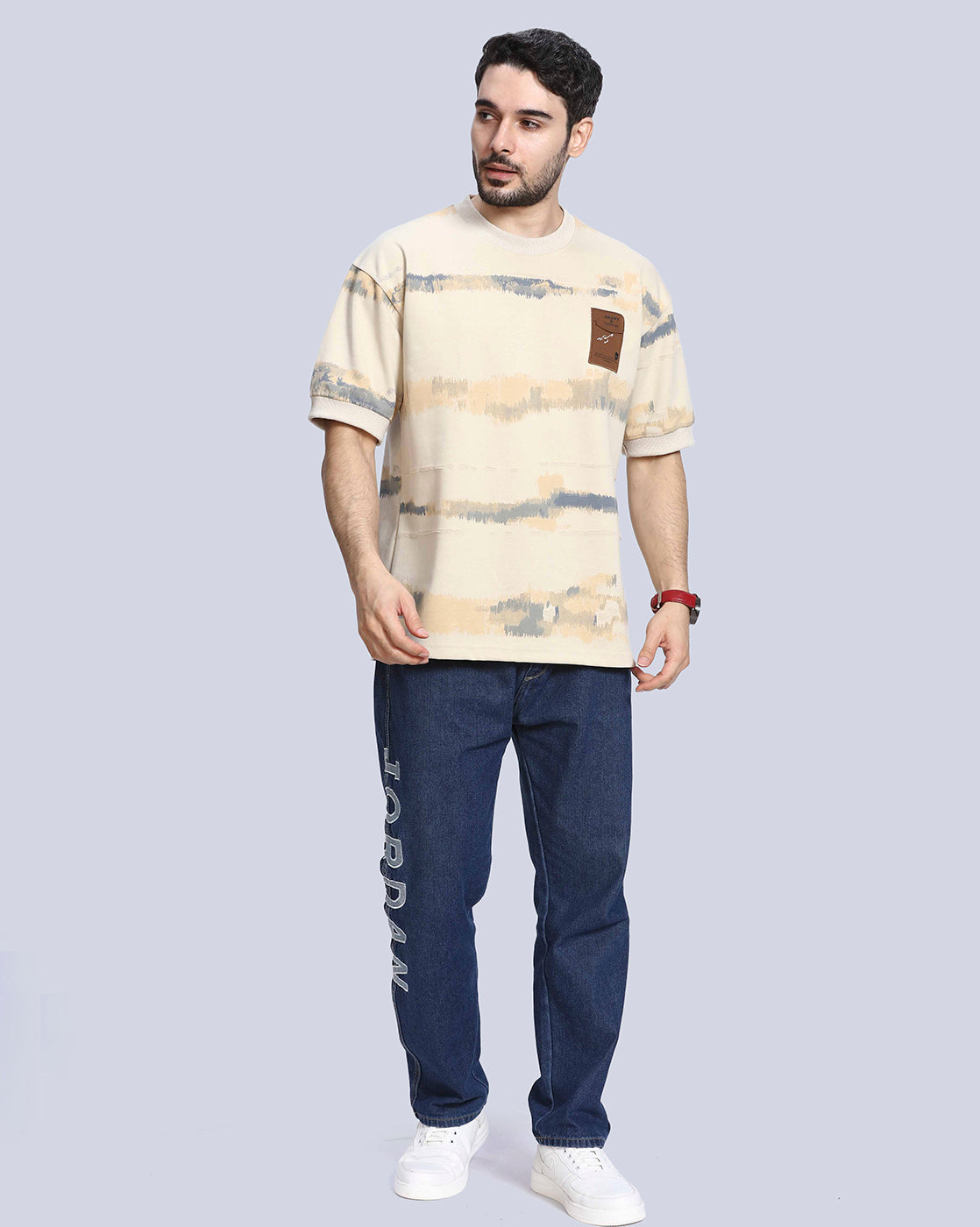 Round Neck Drop Shoulder Cotton T-Shirt