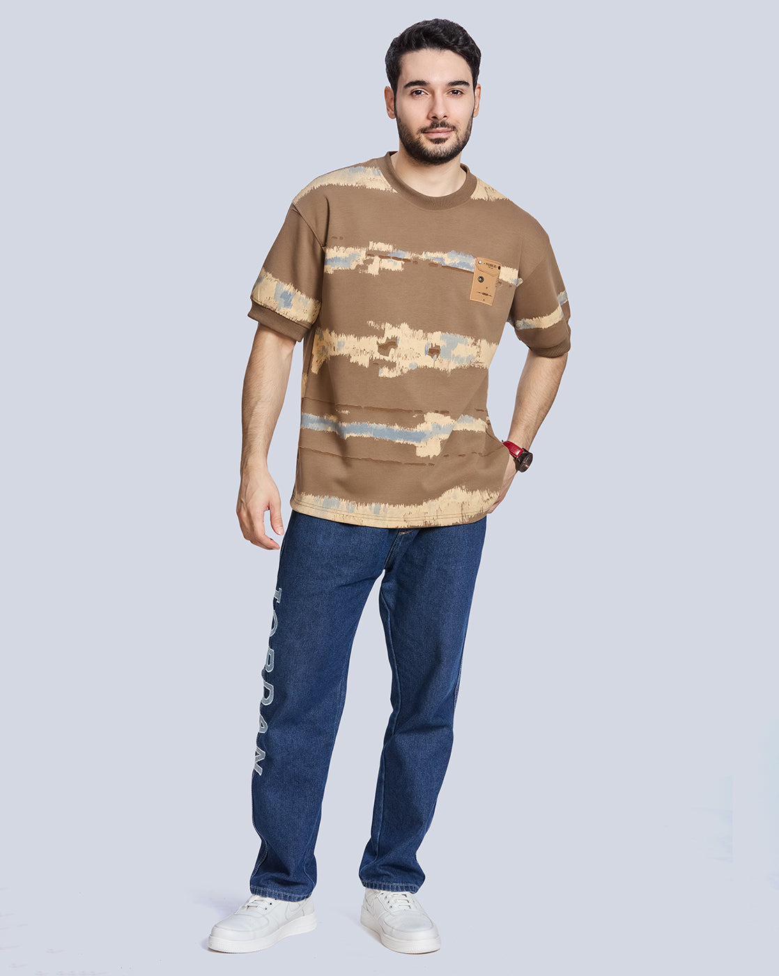 Round Neck Drop Shoulder Cotton T-Shirt