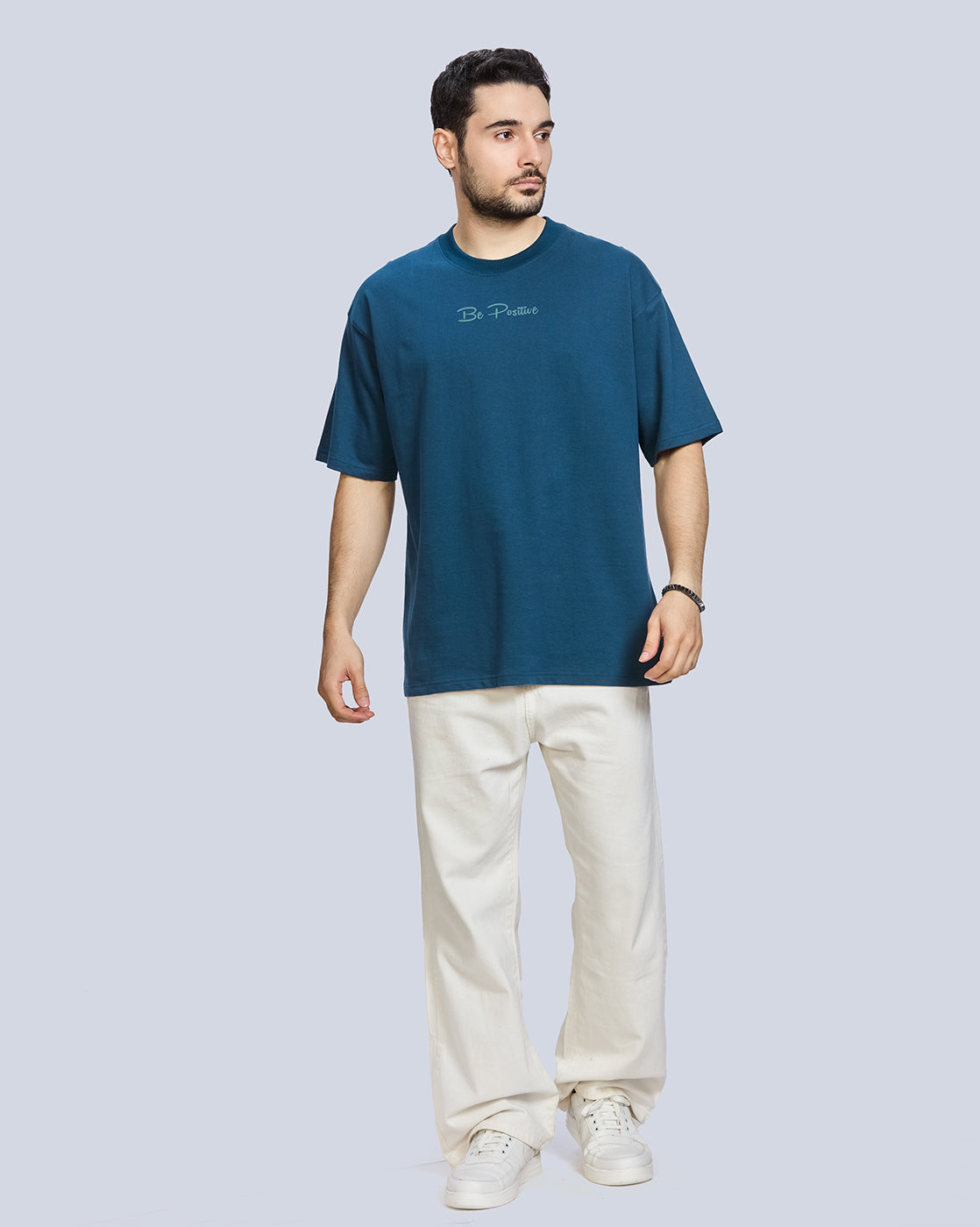 Airforce Round Neck Drop Shoulder Cotton T-Shirt