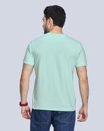 Light Green Printed Round Neck Cotton T-Shirt