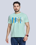 Light Green Printed Round Neck Cotton T-Shirt